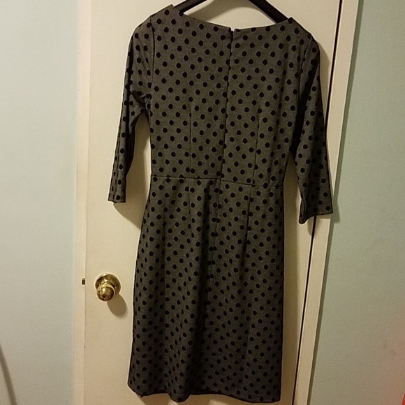 Talbots Gray dress with black polka dots; Size M - Picture 2 of 4